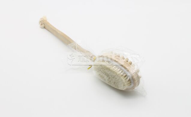 Щетка для тела банная "Массажная" двухсторонняя, длинная ручка деревянная