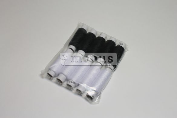 Нитки швейные "№40 средний" черные-белые, 10шт