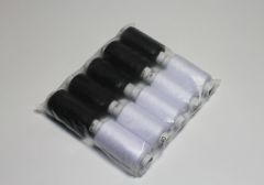 Нитки швейные "№40 большой" черные-белые, 10шт