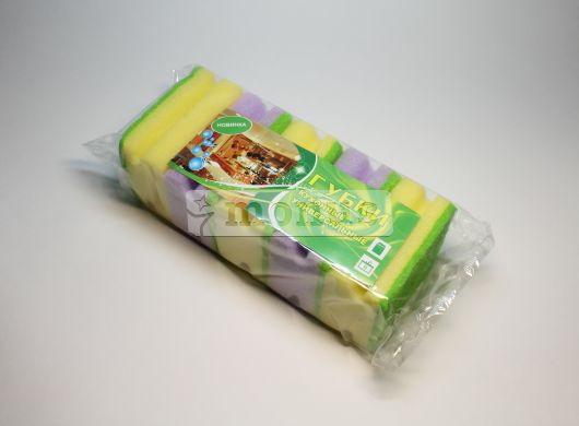 Губка кухонная "Аккорд" профилированная, ассорти, 5шт