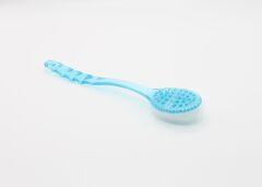 Щетка для тела банная "Массажная" двухсторонняя, длинная ручка пластик, прозрачный глянец