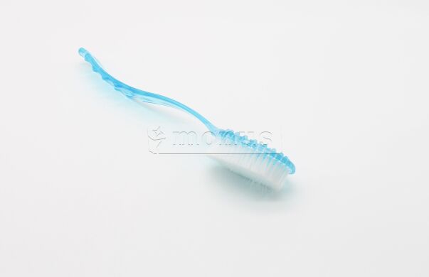 Щітка для тіла банна "Масажна" двостороння, довга ручка пластик, прозорий глянець